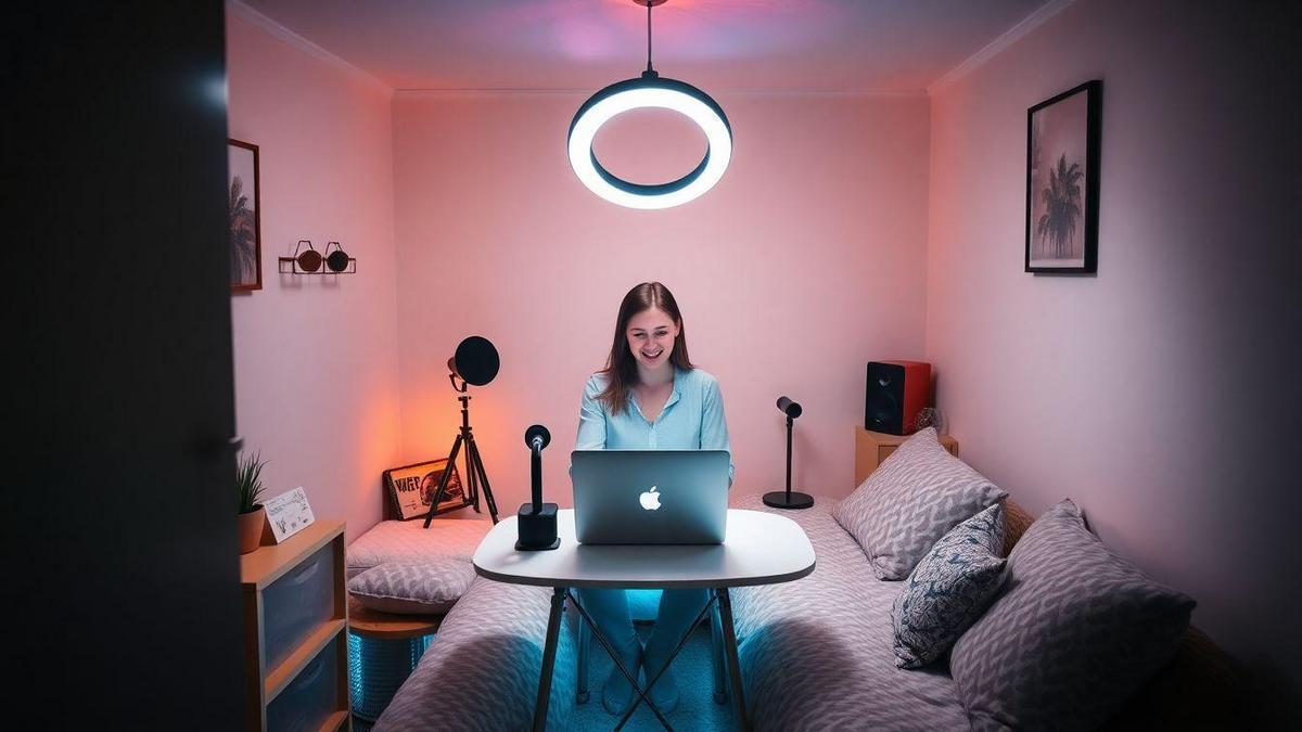Equipamentos de iluminação para streaming com ring light em quartos pequenos: como escolher
