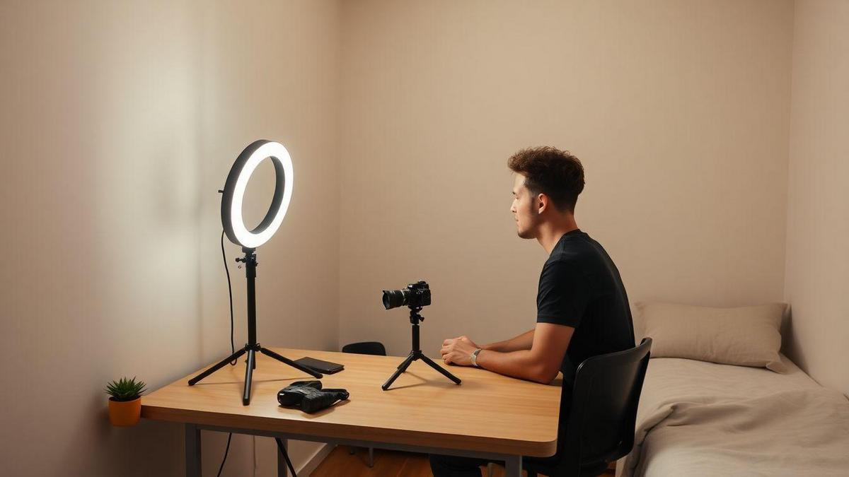 Escolhendo um ring light profissional para youtubers em quarto pequeno